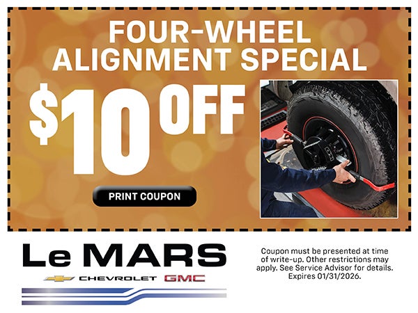 $10 Off Four-Wheel Alignment Special