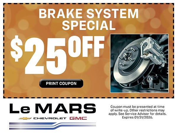 $25 Off Brake System Special