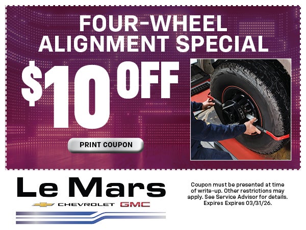$10 Off Four-Wheel Alignment Special