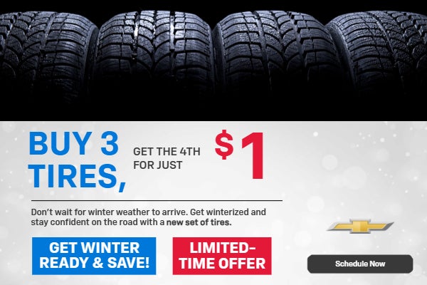 BUY 3 TIRES, GET THE 4TH FOR JUST $1!